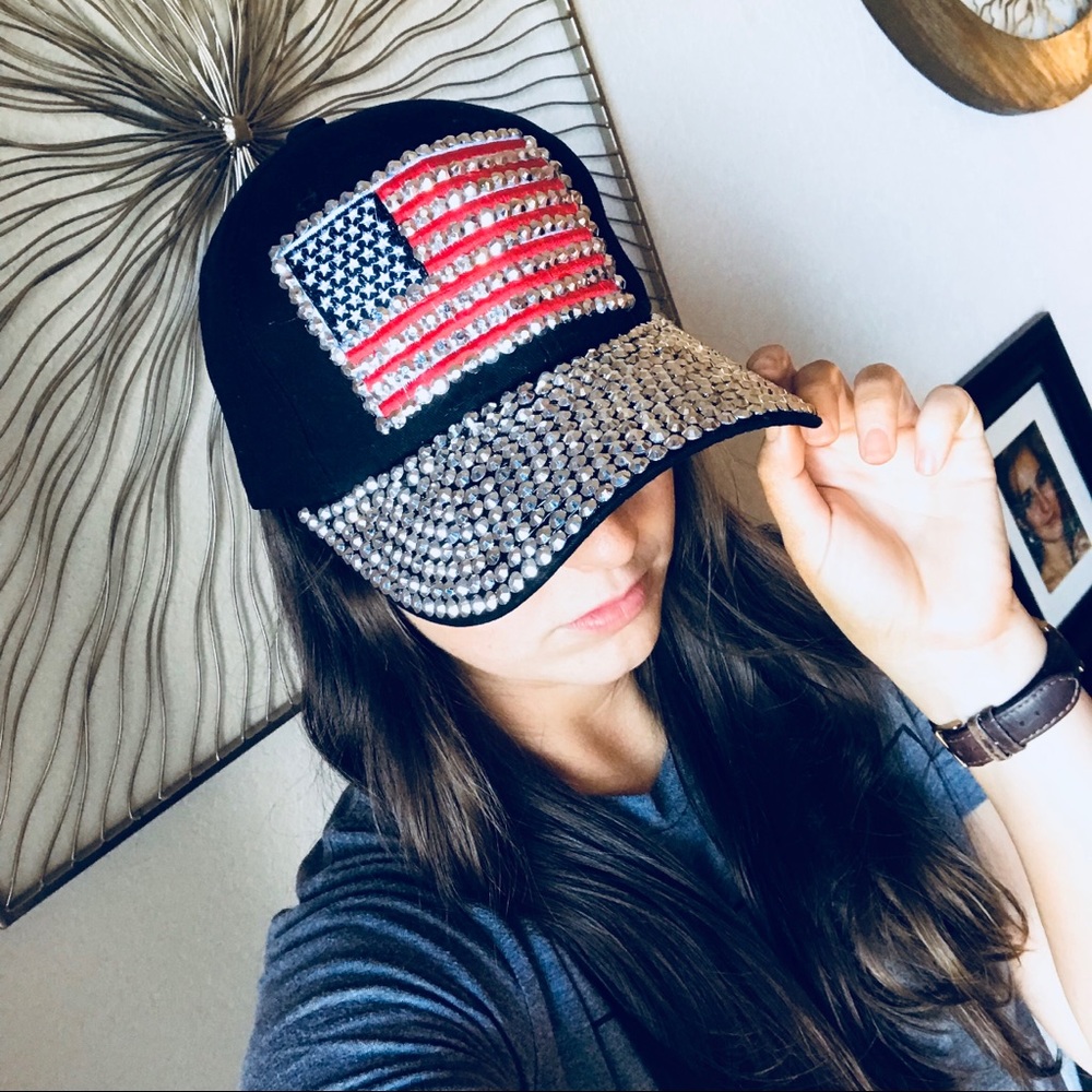“Let Freedom Bling” 🇺🇸 Black Rhinestone Hat